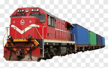 Red Freight Train With Cargo Containers PNG