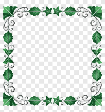 Decorative Green Leaf Frame PNG