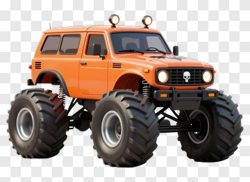 3D Monster Truck With Skull Design PNG