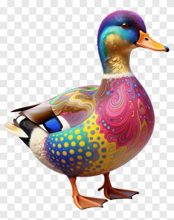 Colorful Duck With Swirling Patterns PNG