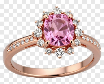 Rose Gold Ring With Pink Gemstone PNG