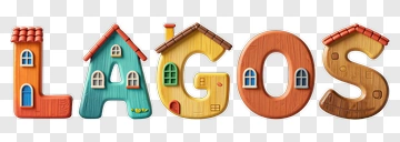Colorful Lagos Text Design With Houses PNG