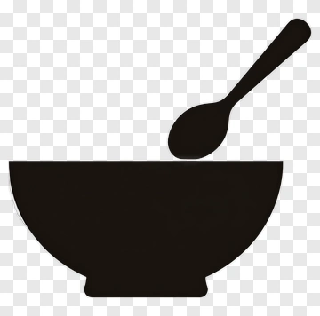 Black Bowl With Spoon PNG