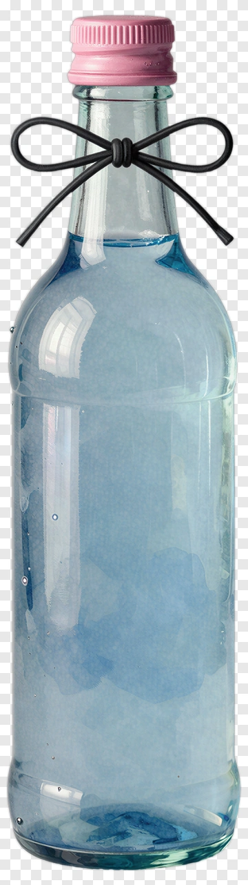 Glass Bottle With Pink Cap And Black Bow PNG