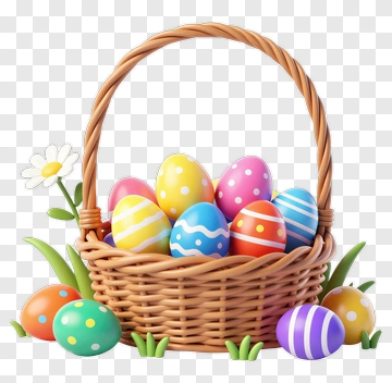 Colorful Easter Egg Basket PNG