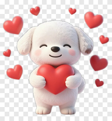 Cute Cartoon Dog Holding A Heart PNG