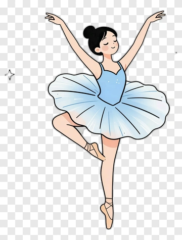 Cartoon Ballerina Dancing In A Blue Tutu PNG