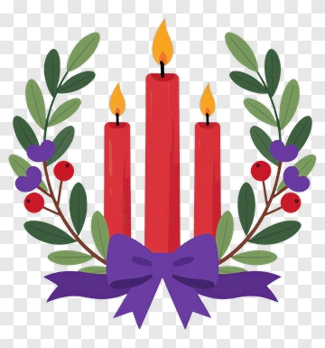 Holiday Candle Wreath With Red Candles PNG
