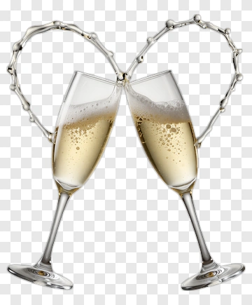 Champagne Glasses Clinking In A Heart Shape PNG