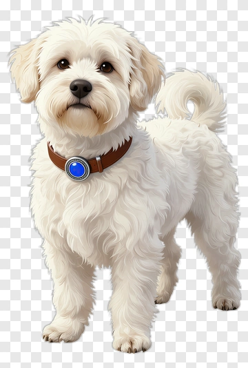 Fluffy White Dog With A Blue Collar PNG
