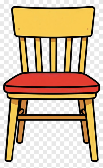 Cartoon Wooden Chair With Red Cushion PNG