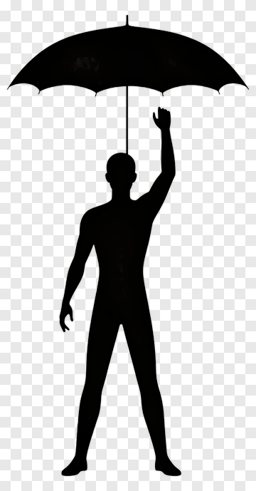 Silhouette Of A Man Holding An Umbrella PNG