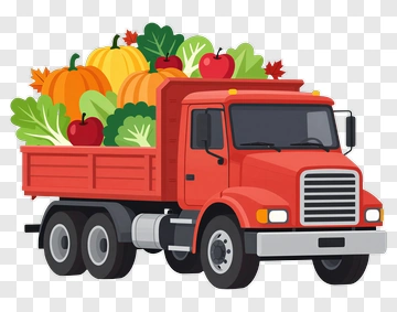 Truck Loaded With Fresh Vegetables And Fruits PNG