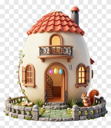 3D Cartoon House With Squirrel PNG