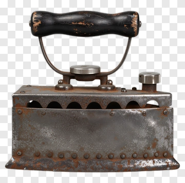 Vintage Iron With Wooden Handle PNG