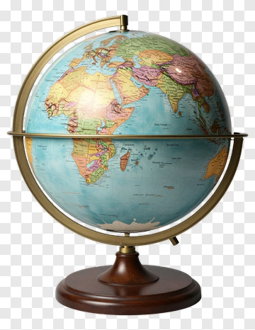 Globe On Wooden Stand PNG