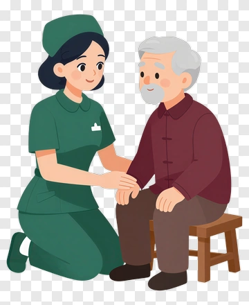 Nurse Assisting An Elderly Man PNG