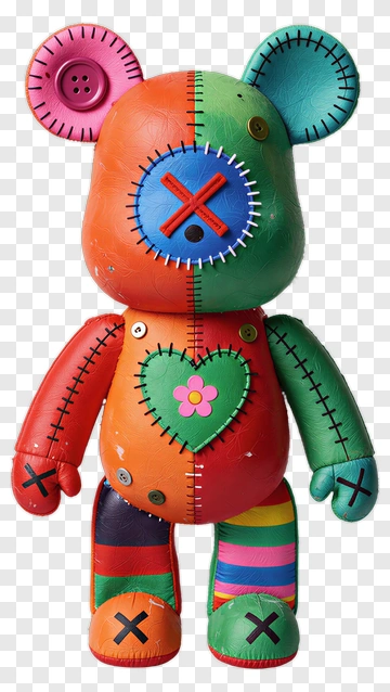 Colorful Plush Bear Toy PNG