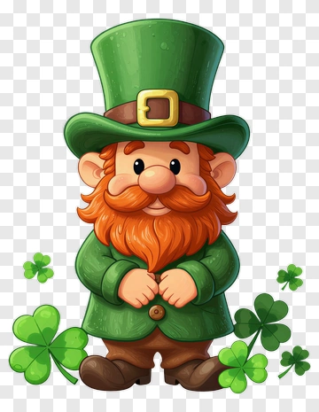 Cartoon Leprechaun With Shamrocks PNG