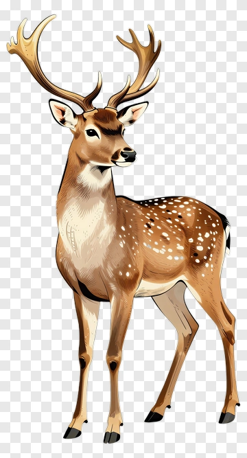 Cartoon Deer With Antlers PNG