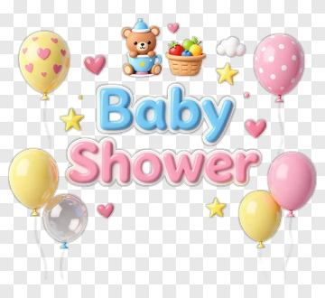 Baby Shower Celebration With Balloons And Teddy Bear PNG