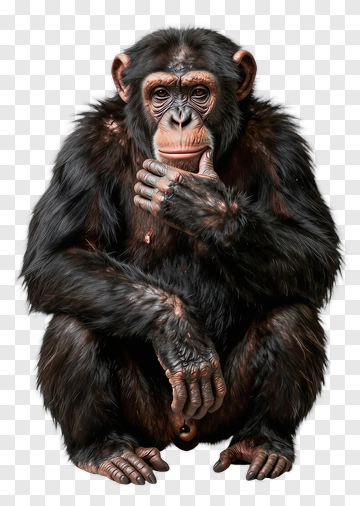 Realistic Chimpanzee Sitting Thoughtfully PNG
