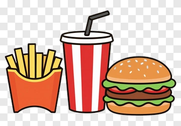 Fast Food Meal With Fries, Drink, And Burger PNG