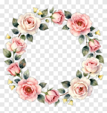 Floral Wreath With Pink Roses PNG