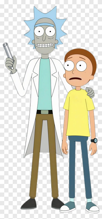 Cartoon Scientist And Boy PNG