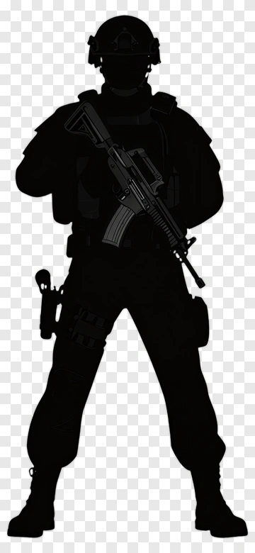 Silhouette Soldier Holding A Rifle PNG