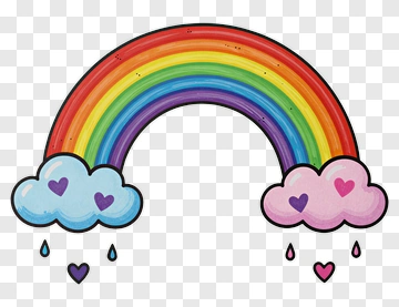 Colorful Rainbow With Heart Clouds PNG