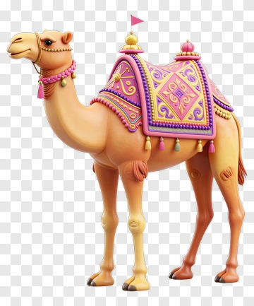 Colorful Camel With Decorative Saddle PNG