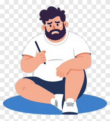 Sad Man Sitting On The Floor Holding A Pen PNG