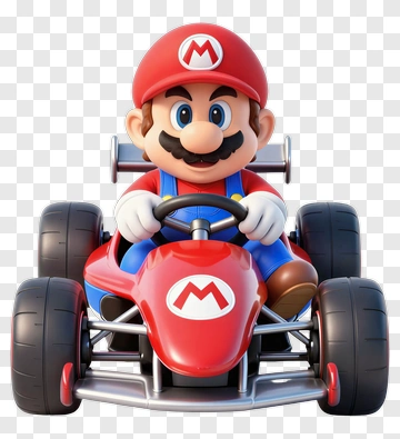 Mario Driving A Red Go-Kart PNG