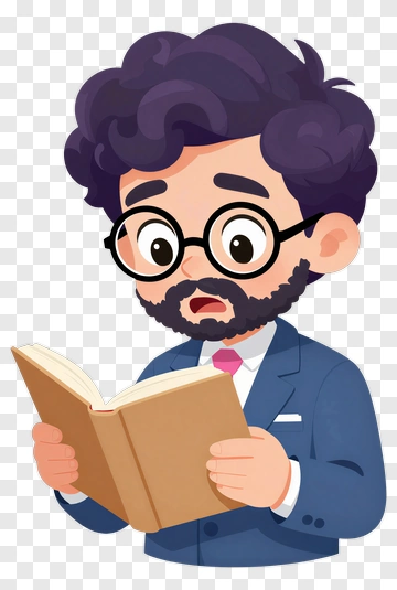 Cartoon Teacher Reading A Book PNG