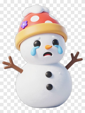 Sad Snowman Wearing A Colorful Hat PNG
