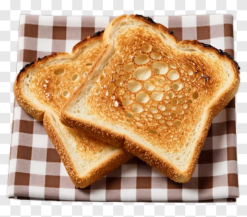 Toasted Bread Slices On A Checkered Cloth PNG