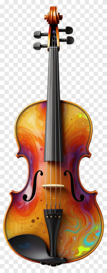 Colorful Violin With Abstract Design PNG