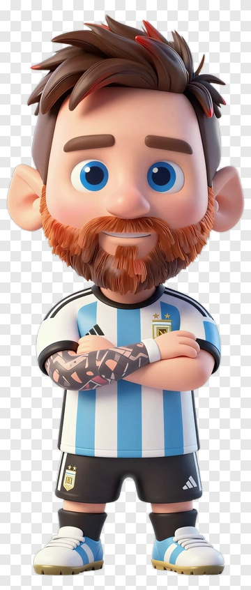 Cartoon Football Player In Argentina Jersey PNG