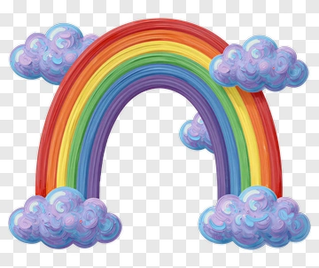 Colorful Rainbow With Clouds PNG