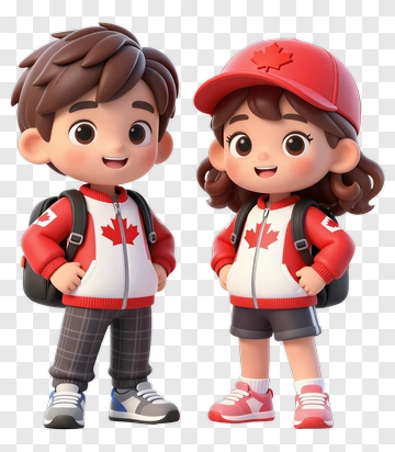 Cartoon Children Wearing Canadian Apparel PNG