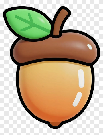 Cartoon Acorn With Leaf PNG