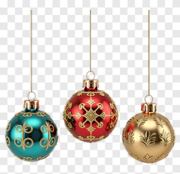 Colorful Christmas Ornaments PNG