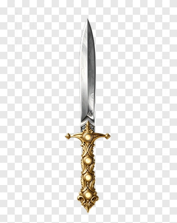 Decorative Dagger With Golden Hilt PNG