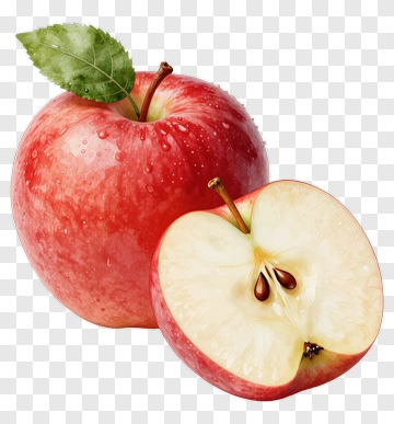 Fresh Red Apple With A Slice PNG