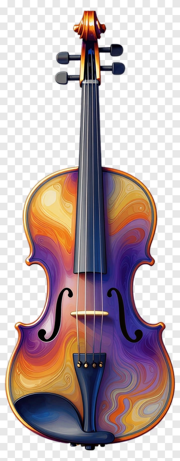 Colorful Violin With Swirling Patterns PNG