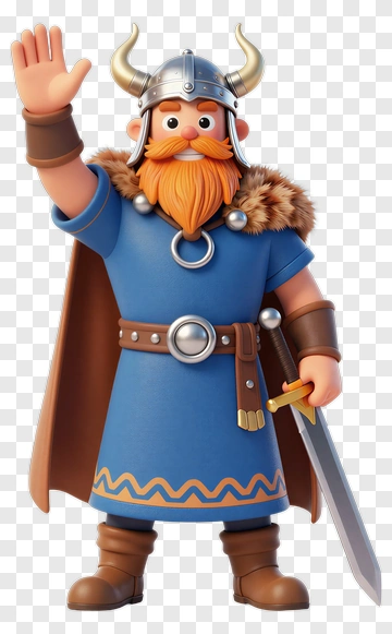 Cartoon Viking Waving PNG