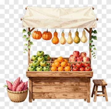 Fruit And Vegetable Market Stand PNG