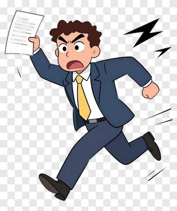 Cartoon Businessman Running With Document PNG