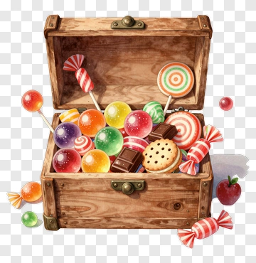 Candy Basket Filled With Colorful Treats PNG
